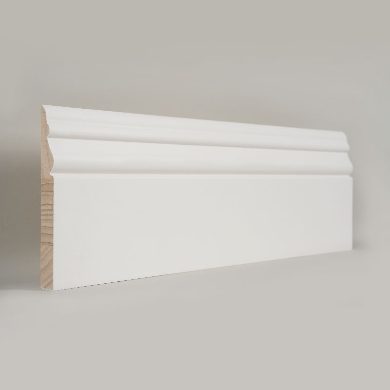 Listwa przypodłogowa sosnowa (zagruntowana wypełniaczem i biała perłowa) 3/5' x 5'