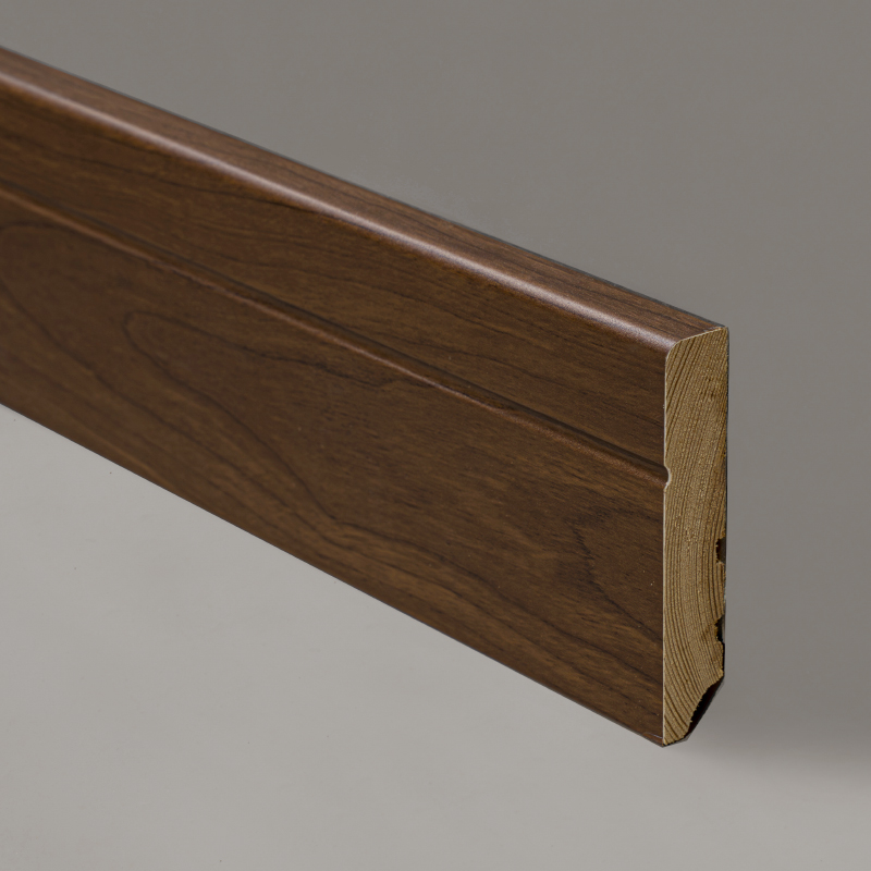 Listwa przypodłogowa z litego drewna (oklejona fornirem z czarnego orzecha + farba) - orzech czarny 3/5' x 3 1/6'